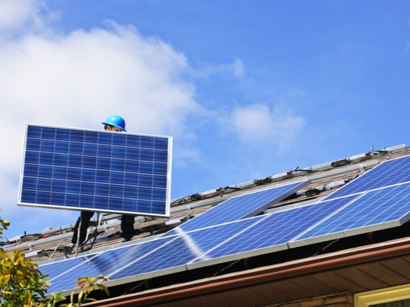 Solar Panel is being installed considering the direction of sun