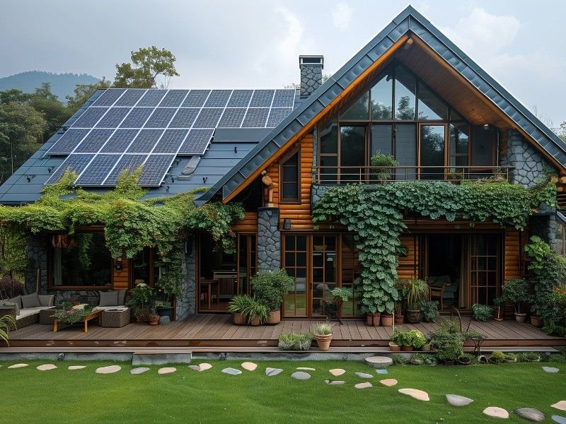 A house with a 5 kw solar panel is shown.